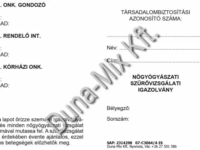 Nőgyógyászati igazolás 
